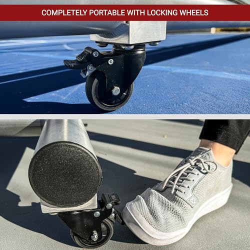 Dominator PRO Portable Pickleball Net - Heavy Duty USAPA Compliant Portable Regulation Pickleball Net - Indoor/Outdoor Aluminum Rust Proof Frame w/Adjustable Net Tension & Locking Wheels - style: Silver