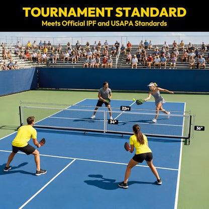 A11N SPORTS Portable Pickleball Net - 22FT Regulation Size Heavy Duty Tournament System with Tool-Free Quick Setup, Lockable Wheels for Clubs, Communities & Private Courts