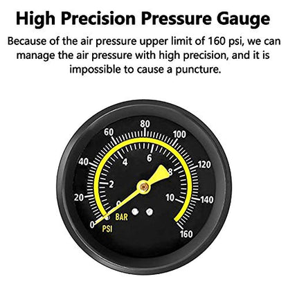 Double Barrel Pedal Pump, WEIDMAX Double Cylinder Bike Pump, Bicycle Foot Pump, Portable Bike Floor Air Pump, with Pressure Gauge and Intelligent Valve Head