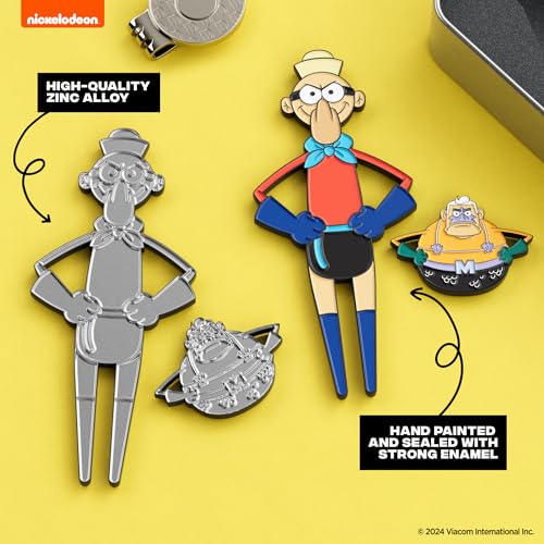Spongebob Squarepants Mermaid Man & Barnacle Boy Divot Tool and Ball Marker – Magnetic Collectible Golf Gift Set with Hat Clip & Tin for Golfers