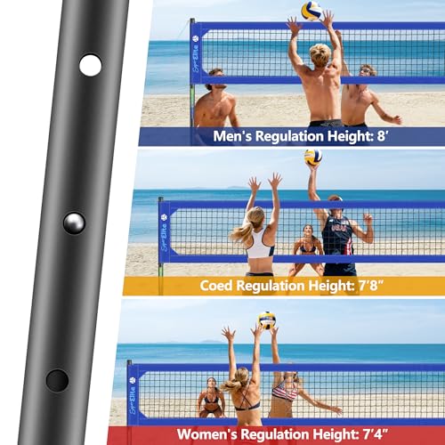 Professional Volleyball Net Set Heavy Duty for Outdoor Backyard Portable with Aluminum Scoring Poles, Nets System, Adjustable Regulation Height