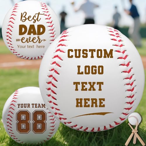 Personalized Baseball Custom Engraved Name Number Baseball with Text Logo Customized Ball Gift for for Dad Boys Senior Son Team Player, Birthday, Coach, Graduation, Wedding Groomsmen - style: Style1-Design
