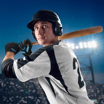 HANDLANDY Baseball Batting Gloves for Adult Youth, Grip Breathable Softball Batting Gloves Fit Men Kids Boys Girls - color: Black-Blue, size: Adult X-Large