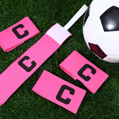 4 Pcs Captain Arm Bands for Soccer, Pink Soccer Captain Armbands, Adjustable Leader Armband for World Cup Party Favors Rugby, Football, Volleyball, Basketball, Sport Player
