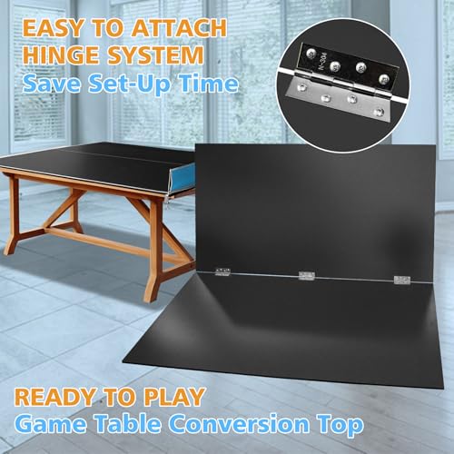 7 * 4ft Portable Ping Pong Table Top, Foldable Ping Pong Table Topper for Pool Table with Net & Premium Foam Padding - color: Black