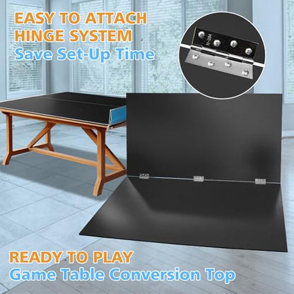 7 * 4ft Portable Ping Pong Table Top, Foldable Ping Pong Table Topper for Pool Table with Net & Premium Foam Padding - color: Black