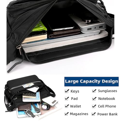 Mudono Messenger Bag for Men Nylon Waterproof Shoulder Bag Multi-pocket Crossbody Bag Daily Travel Bag Lightweight Satchel - color: Light Blue