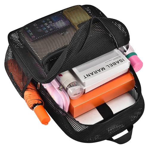 Oraben Duty Mesh Backpack with Rain Cover Ventilated Swim & Gym Bag college mesh backpack See Through Backpacks (Black) - color: Black