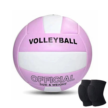 Official Size 5 Volleyball with PU Cover Outdoor Volleyballs with Protective Knee Pads for Girls Boys Teenager Indoor Training Game Outdoor Sand Beach Pool Play