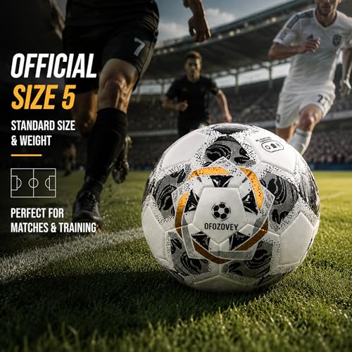 Soccer Ball Size 5,soccer ball set with 2 Mesh Bags, 1 Pump & 2 Needles , 2-Pack Official match soccer ball for kids and youth,Yarn-Wrapped Inner, three-layer Durable Materials, Indoor & Outdoor Use