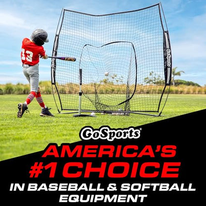 GoSports 6 x 6 ft Youth Baseball & Softball Net - Practice Hitting & Pitching Net with Bow Type Frame, Carry Bag and Strike Zone