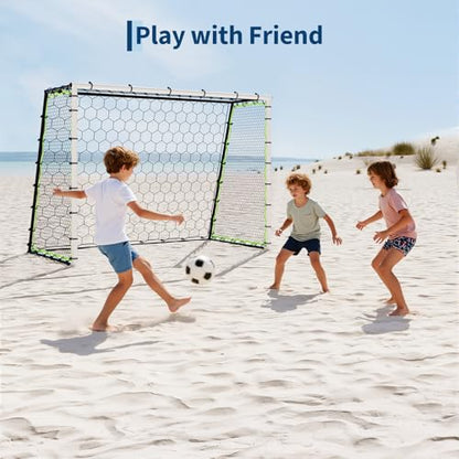 GarveeLife 3-in-1 Soccer Rebounder Net 7x5ft, Large Football Goal Trainer with High, Low Shot Zones, Durable Steel Frame, for, Passing, Ball Control, Solo, Team Skill Practice