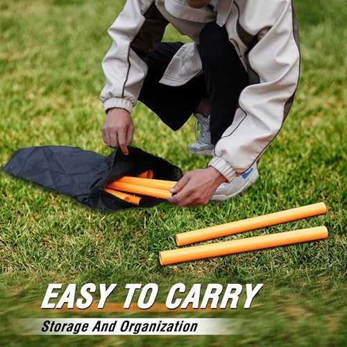 Hikeen Telescopic Length Soccer Poles Fixed & Collapsible Options Agility Training Hurdles and Football Obstacle for Teenager Soccer Training Outdoor Sports Speed Training Equipment - size: Long-57.5", style: 6 rods