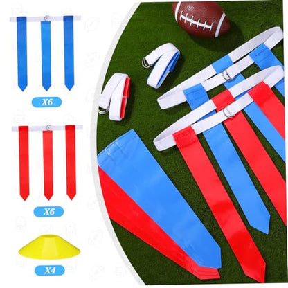 16Pcs Flag Football Set Durable Belts Cones for Youth Adult Training Includes Storage Bag for Team Activities