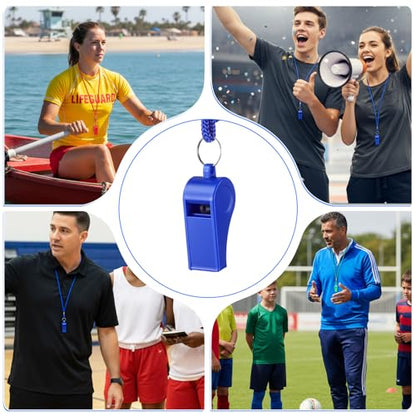 50 Pcs Mardi Gras Throws Plastic Whistles Bulk with Lanyard for Coach, Training Sports Whistles Mardi Gras Accessories Loud Crisp Sound Whistless Prize Gift for Birthday Party Games Survival Emergency