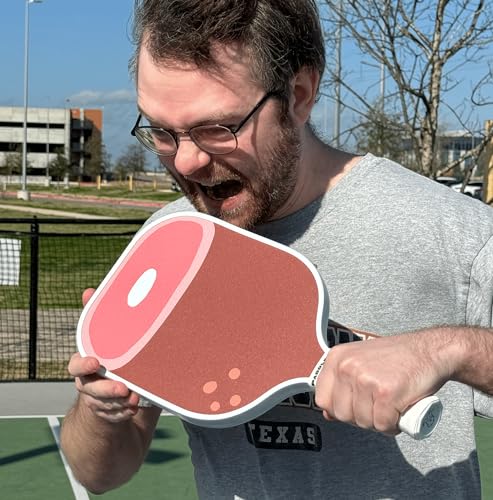 Funny Pickleball Paddles | USAPA Approved Paddle | T700 Carbon Fiber Surface | Propropylene Honeycomb Core | Non-Slip Cushion Grip | Single Paddle | High Grit & Spin | Fun Design - color: Ham