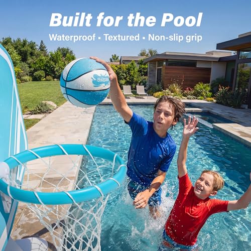 GoSports Water Basketballs 2 Pack - Choose Between Size 3 and Size 6, Great for Swimming Pool Basketball Hoops - style: Light Blue SIze 3 (7" D)