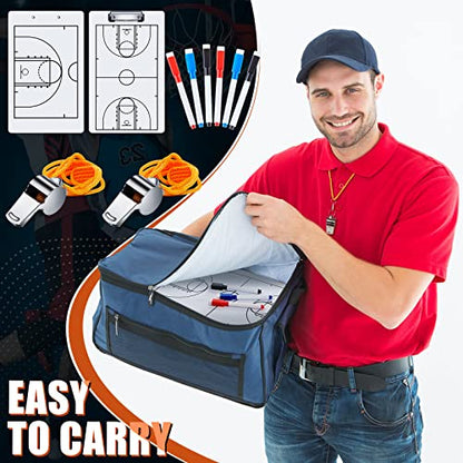 10 Pcs Basketball Clipboards Set for Coaches Include 2pcs 14"x9" Dry Erase Double Sided Basketball Whiteboard Equipment 6 Pcs Dry Erase Marker Pens and 2 Pcs Whistle, Sport Party Themed Gift