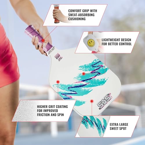 SCS Carbon Fiber Pickleball Paddle – USAPA Approved 2024 – Lightweight, Enhanced Spin, Sure-Grip Handle – Evo-Lite Series for Intermediate Players - color: Nostalgia
