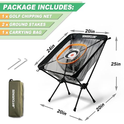 SENSECLUB Foldable Chipping Net with Mat & Balls, Indoor Golf Practice Chipping Target, Backyard Golf Game & Gifts - style: Pro Net