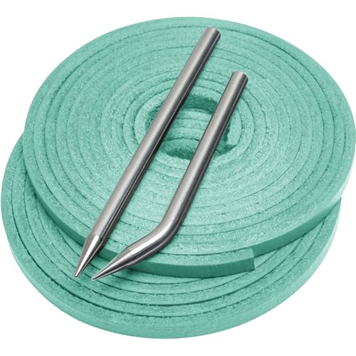 Softball Baseball Glove Lace, Mitt Lace Repair Kit Includes 2 Leather Laces and Lacing Needle for Catcher's Glove - color: Mint Green