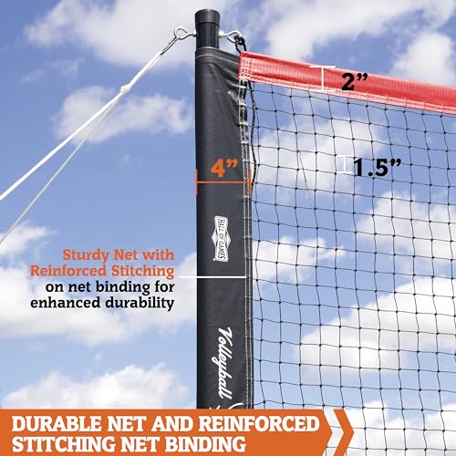 Hall of Games Outdoor Volleyball and Badminton Net with Carrying Bag Accessories Set and Adjustable Steel Poles Perfect for Parties - color: 32 Ft.