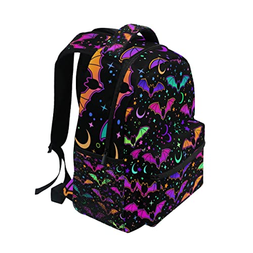 Halloween Rainbow Bats Backpack School Bookbag Lightweight Laptop Backpack for Men Women Kids - color: Halloween Bats