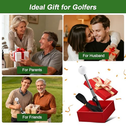 Retractable Golf Swing Trainer with Click Sound & Posture Correction Arm Band, Golf Grip Trainer for Right-Handed, Indoor & Outdoor Training Aid for Beginners to Pros