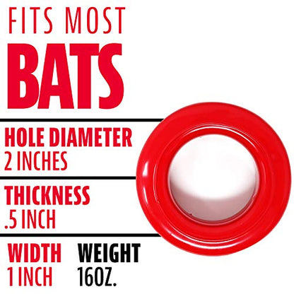 Franklin Sports Baseball + Softball Donut Bat Weight - 16 oz. for Adult + Youth Baseball + Softball Bats - Donut Batting Weight for Swing Training - Fits All Standard Bats