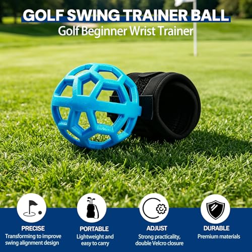 HRUIYL Golf Training Aid Ball with Wrist Strap, Golf Swing Trainer for Arm Control, Swing Path & Consistency, Practice Training Aid for Beginners Indoor Outdoor Use