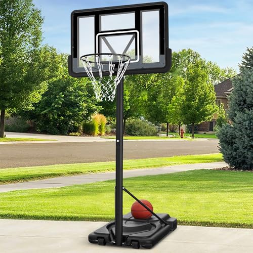 Best Choice Products 10ft Regulation Basketball Hoop, Height Adjustable Outdoor Goal w/Shock Absorbent Rim, Base Gel, 2 Wheels - style: Black/Silver