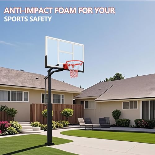 Outdoor in-Ground Basketball System, 8-10Ft Quick-Adjust Height Hoop, 55" Shatterproof Tempered Glass Backboard, Heavy-Duty Stable Base for Driveway, Court, Backyard