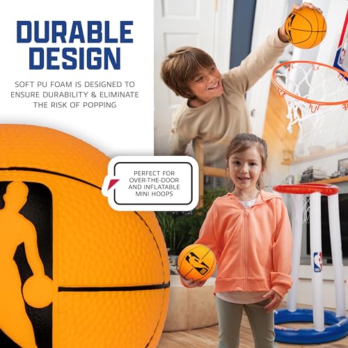 Franklin Sports NBA 5” Foam Basketball - (2) Mini Soft Foam Youth Basketballs - Indoor + Outdoor Toy Basketballs for Kids - Perfect Mini Hoop Ball - 2 Pack - Orange