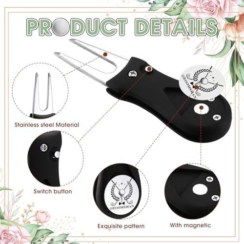 Seenelling 6 Sets Groomsmen Golf Proposal Gifts Box, Include Groomsman Divot Tool with Groomsman Golf Ball Marker, Thank You Card and Groomsmen Boxes for Wedding Groomsman Best Men Gifts Proposal Gift