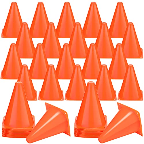 Reginary 40 Pieces 7 Inch Small Cones for Sports Football Bike Obstacle Training Cones Plastic Traffic Roadblock for Sports Skating Indoor Outdoor Activity Construction Party - color: Orange