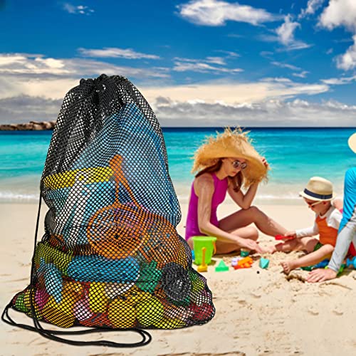 3 Pack Mesh Dive Bags Oversized 19" x 27" Drawstring Snorkel Gear Bag for Scuba Diving, Swim Equipment, Beach Toys, Pool Gear, Gym Sports, Laundry & Scallop Collecting, Black Blue