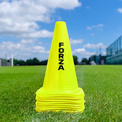 FORZA Large Training Cones - Pack of 10 with 3 Size Options for Optimal Training Sessions - color: Yellow, size: 9 Inch, style: Pack of 10