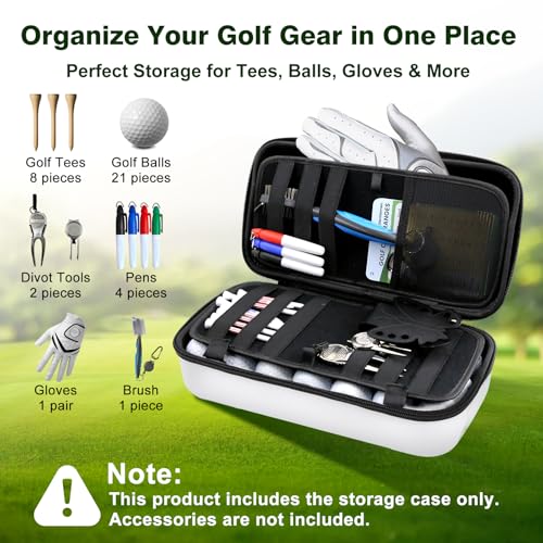 Golf Glove Holder Case, Hard Shell Protective Golf Accessories Organizer for Men and Women, Waterproof Durable, Portable with Handle, Large Capacity for Gloves, Balls, Tees, Markers, Ideal Golf Gift