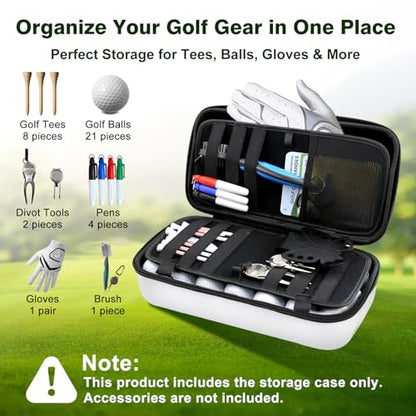 Golf Glove Holder Case, Hard Shell Protective Golf Accessories Organizer for Men and Women, Waterproof Durable, Portable with Handle, Large Capacity for Gloves, Balls, Tees, Markers, Ideal Golf Gift