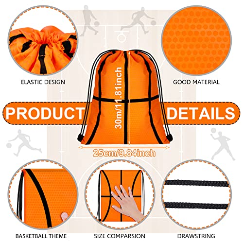 Shappy 12 Pieces Basketball Drawstring Bags Bulk Small Sport Goodie Bags Snack Treat Backpack for Ball Birthday Party Favor Team Gifts(10 x 12 Inch)