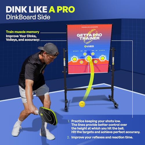 WES Getta Pro Trainer, Double-Sided Pickleball Rebounder with Stand and Adjustable Angle | Dink Pickleball Practice Board | Pickleball Training Aids