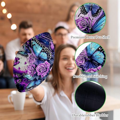 American Football, Official Size 11.9 x 7.3 Inch, Premium Composite Leather High-Grip Ball with Pro-Style Lacing, Unique Prints for Training, Games & Gifts - color: Purple Rose Moon