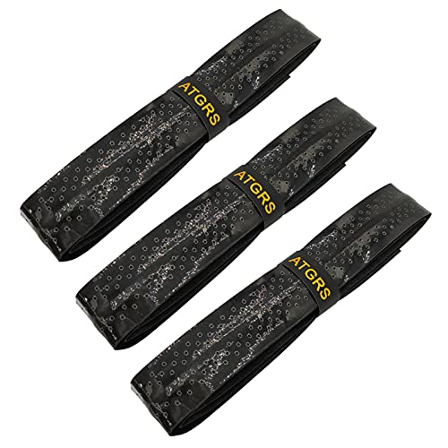 Tennis Grip Tacky Tennis Racket Grip Tape Absorbent Anti-Slip Overgrip for Tennis Badminton Pickleball Racquet Handle Grip with Damping Ridges Overgrips (Black)