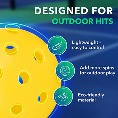 HAJIMARI Outdoor & Indoor Pickleball Balls - 3 Pack of 40-Hole Outdoor Pickleball Balls with Tube | USAPA Approved Pickleball Balls for Competitive Play | Official Pickleball Balls Size 74mm / 26g (Yellow)