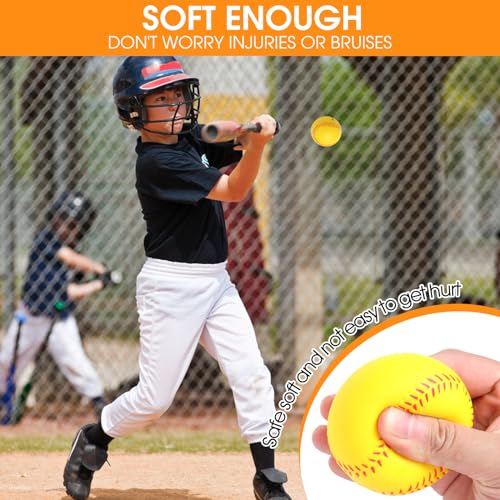 Foam Baseballs 6-Pack - Soft Practice Baseball Training Foam Balls for Kids with Drawstring Bag, Saft for Youth Beginners Batting, Fielding, Hitting, Pitching and Throwing