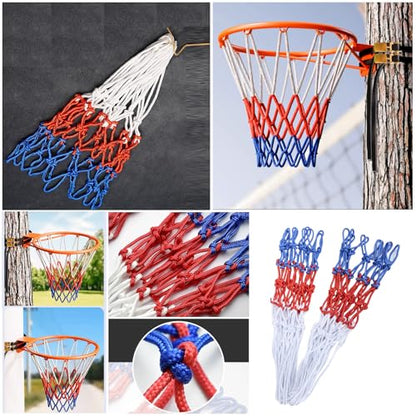 2 Pack Basketball Net Replacement 12 Loops Heavy Duty Anti-Whip All Weather Basketball Rim Nets for 18" Steel Basketball Hoops Rim Backyard Courts Indoor & Outdoor Driveway Recreational Center
