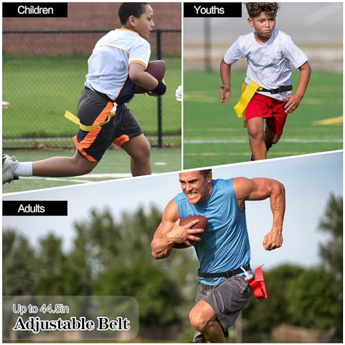 DkOvn Flag Football Belt, 2pcs Adjustable Flag Football Belt with Belt and Flags, for Youths, Adults - color: 2pcs(1 Blue+1 Yellow)