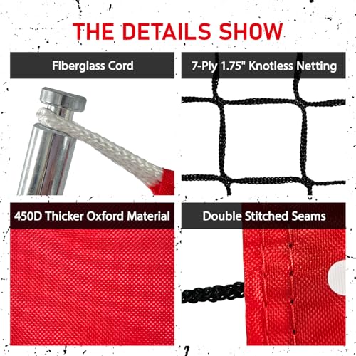 6x6 ft Football Trainer Throwing Net, Training Target Practice with 4 Targets, Includes Carry Bag and Ground Stake, Black and Red, Great for Kids and Youth - color: Red