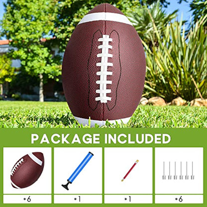 jiaonun Youth Size 6/Official Size 9 Footballs Bulk, Inflatable with Pump for Youth, Junior, Adult, College, High School, Regulation Size Football, American Football, Composite Leather Football - size: size 6, 6pack
