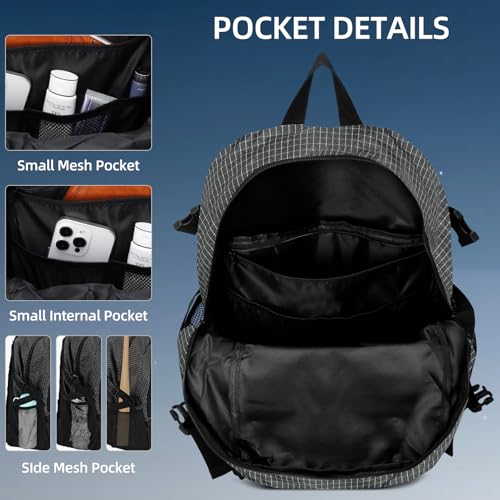 HUA ANGEL Basketball Backpack, Large Sports Bag with Separate Ball Holder & Shoe Compartment, Men/Women Gym Backpack for Basketball Soccer Volleyball - color: Black